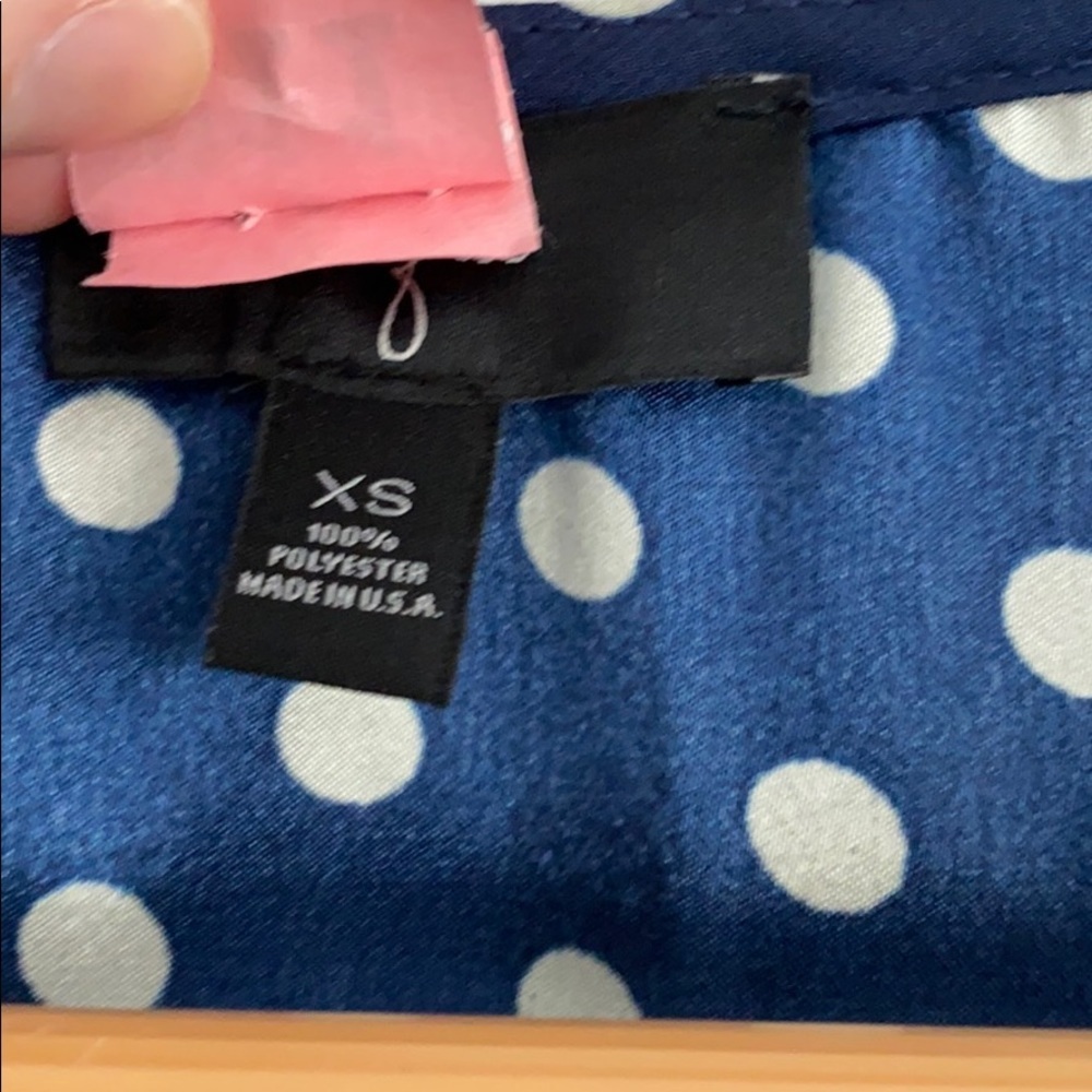 Aqua Navy Sleeveless Polka Dot Dress w/Zipper - Picture 3 of 5